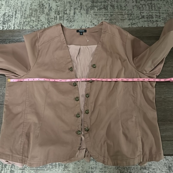 Torrid Tan Twill Georgette Peplum Jacket - Picture 10 of 12